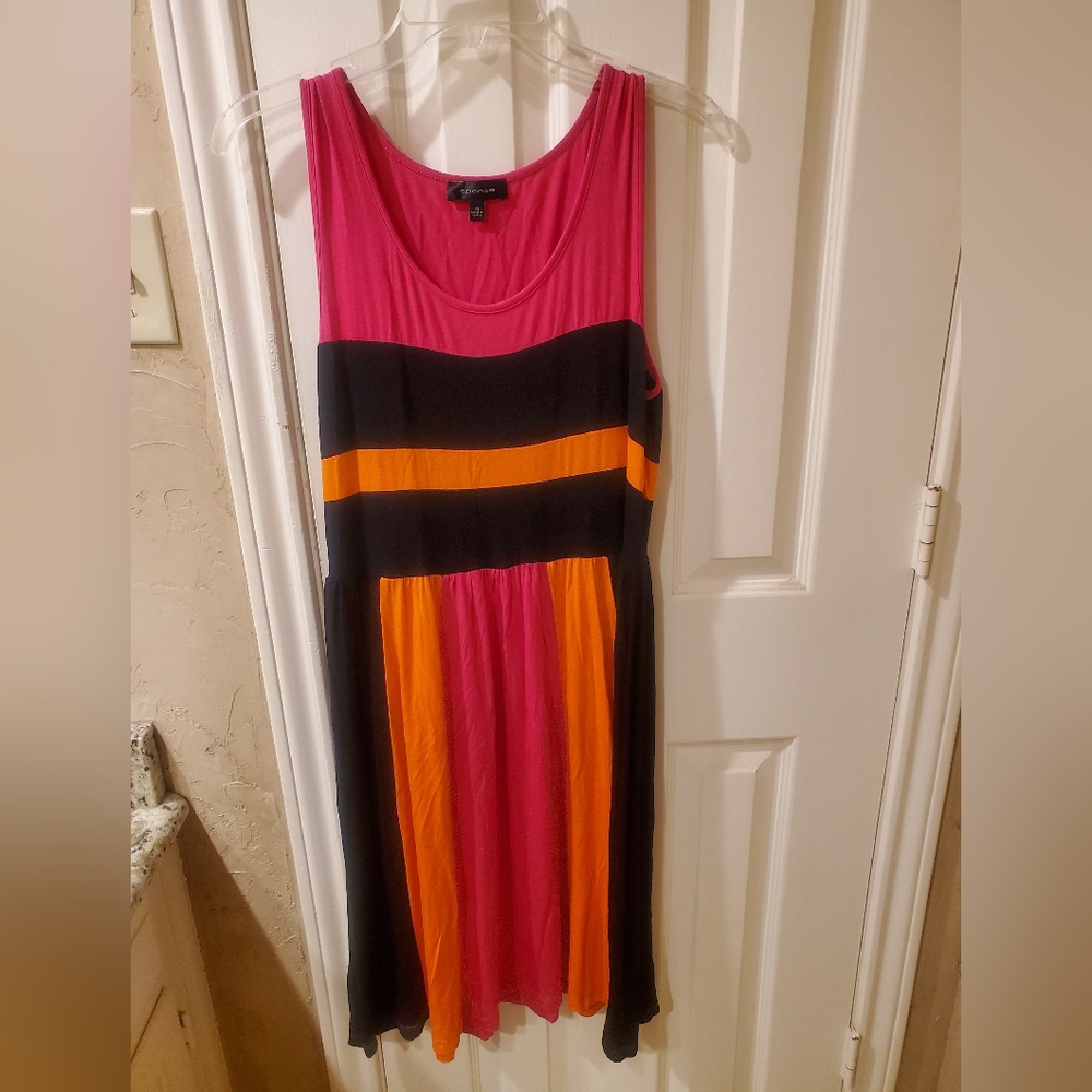 Spense Pink and Orange Striped Maxi Dress